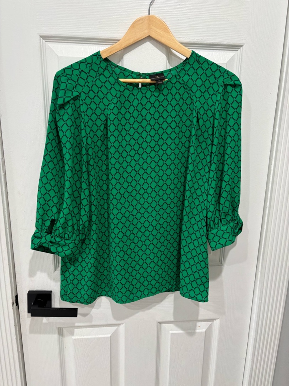 Worthington Emerald Green Geometric Blouse